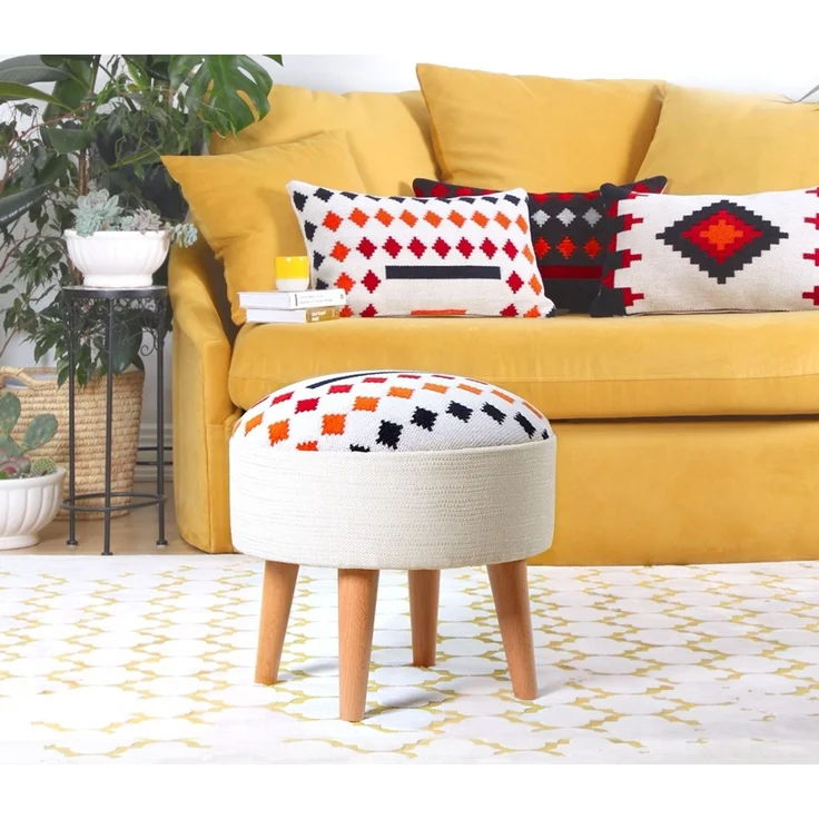 Hanah Home 'Farm - White' Pouffe, Weiß, 46 x 42 x 46 cm – Bild 1