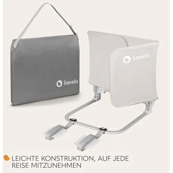 Lionelo Lora Tragbares Bettschutzgitter für Kinder, Neigungsverstellung bis 180°, klappbares Schutzgitter für Bett, 45 cm - 105 cm, StandSafe-Sicherung, Schutz gegen Herausfallen – Bild 8