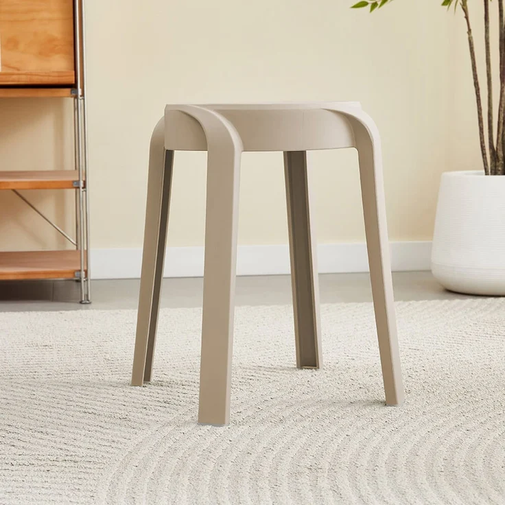 Home Deluxe Hocker NIVO - Beige, Polypropylen, 33 x45 x33 cm – Bild 1