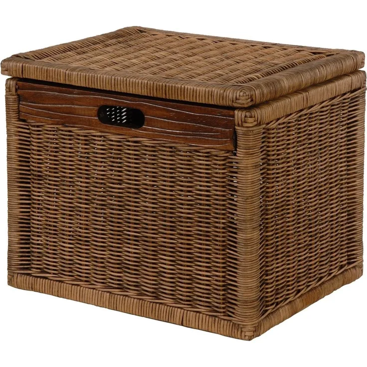Krines Home Aufbewahrungskorb Hoher Korb mit Deckel Rattan geflochten Regalkorb Aufbewahrungsbox
