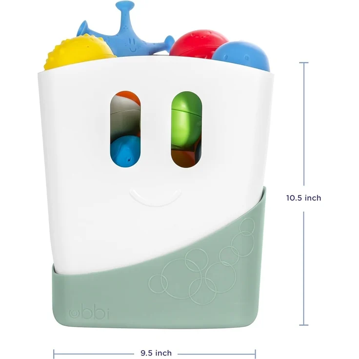 Ubbi Freestanding Bath Toy Organizer Bath Caddy with Removable Drying Rack Bin & Scoop for Toddlers + Baby, Sage – Bild 2