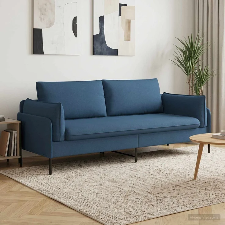 vidaXL 3-Sitzer-Sofa Blau 222 x 81 x 89 cm Stoff 42048637 – Bild 1