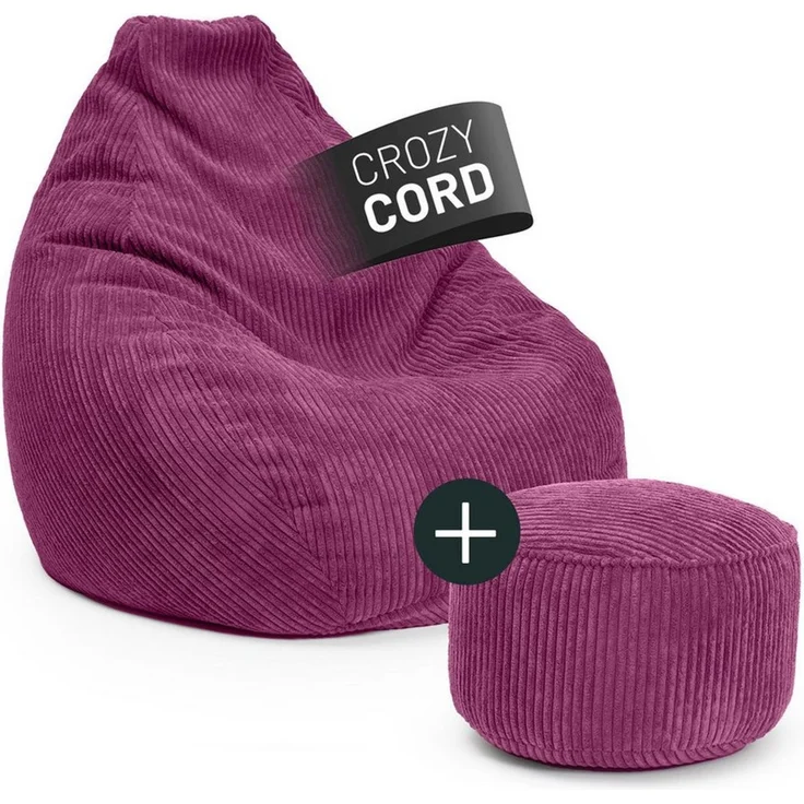 Lumaland Relax Set Cord – Sitzsack Giant + Pouf | Besser als Sofa, Sessel & Co. | XXL Bean Bag + Sitzpouf Hocker mit Füllung (EPS Perlen) für Indoor | Bodensofa für Wohnzimmer, Schlafzimmer & Gaming – Bild 5