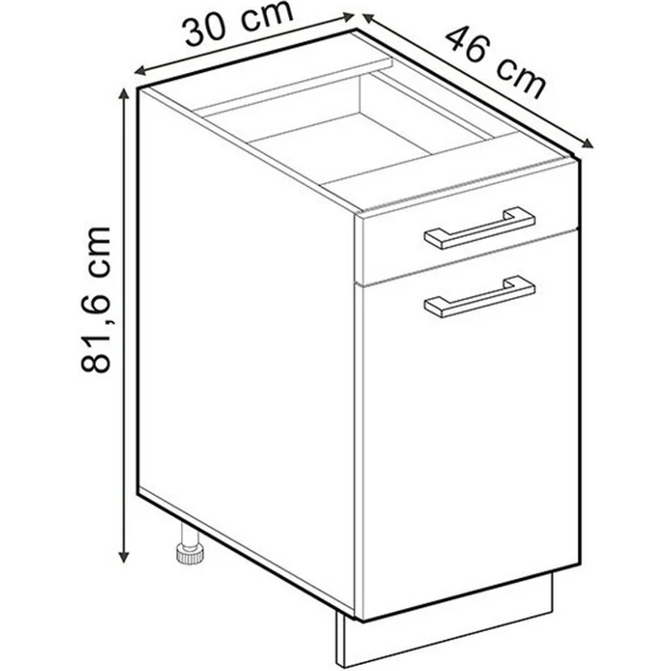 Apothekerschrank R-Line Edelgrau 30 cm ohne Arbeitsplatte Vicco – Bild 1