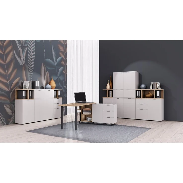 Carryhome 'TINO OFFICE' Aufsatzregal breit Zubehör, MDF Eiche, 105 x 40.4 x 40.3 cm, mit 2 Fächern – Bild 3