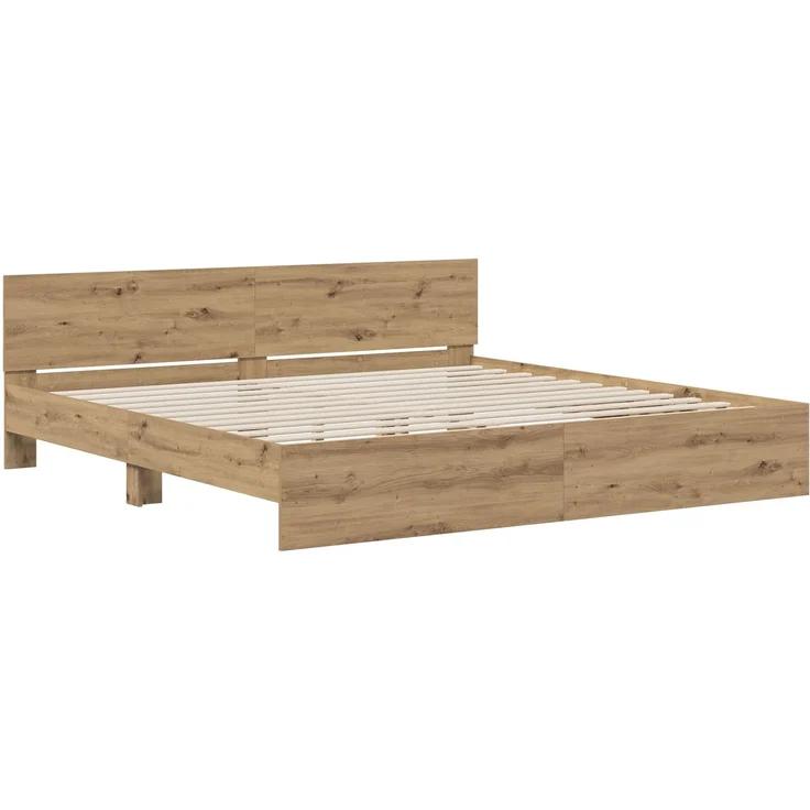 vidaXL Bettgestell mit Kopfteil Artisan-Eiche 200 x 200 cm 3445769 – Bild 3
