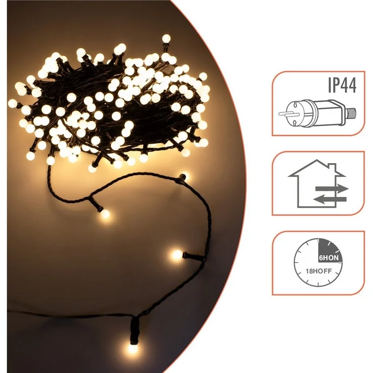 Spetebo LED-Lichterkette für Außen mit 200 mini Kugeln - 20 m -, 200-flammig, mit Dimmer und Timer – Bild 2