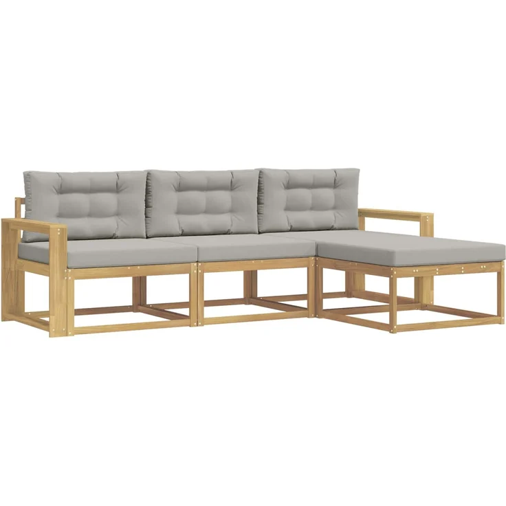 vidaXL Outdoor-Sofagarnitur 4 stk. Weiß und Hellgrau Polyester 3386275 – Bild 2