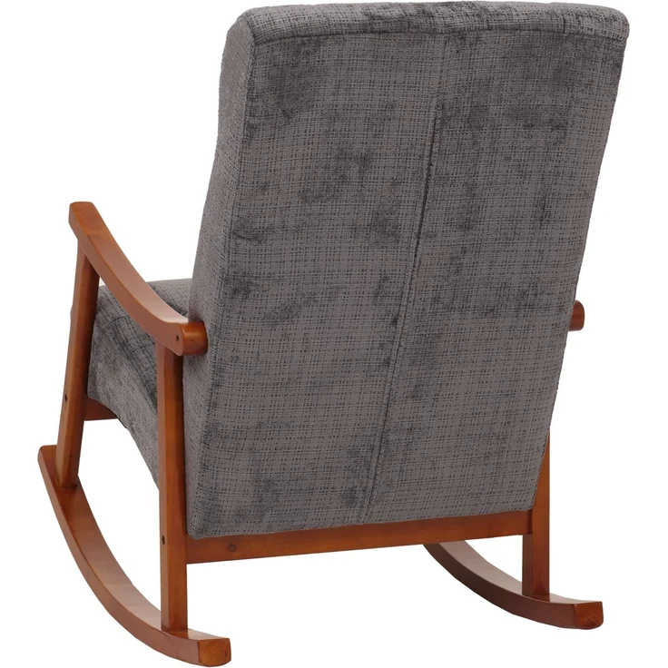 Schaukelstuhl HWC-K10, Relaxsessel, Holz FSC® Stoff/Textil Chenille (465g/m²) ~ dunkelgrau, Gestell Walnuss-Optik – Bild 6