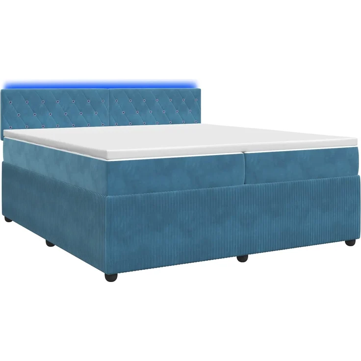 vidaXL Boxspringbett mit Matratze mit Kopfteil Blau 200 x 200 cm Samt 3453207 – Bild 2