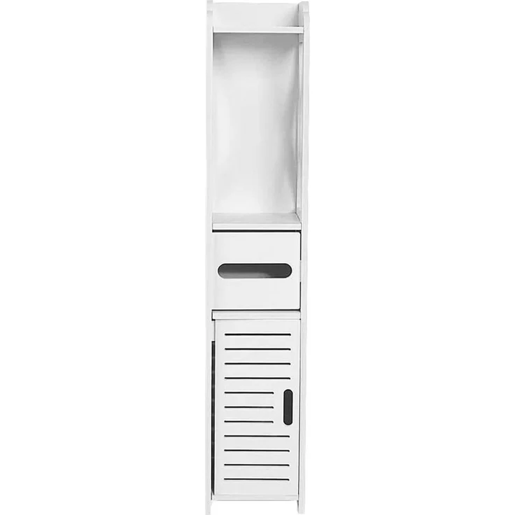 JEOBEST Badkommode Badezimmerschrank mit Toilettenpapierhalter, (1-St, Badregal), Schmal mit Tür, 20x15x80 cm