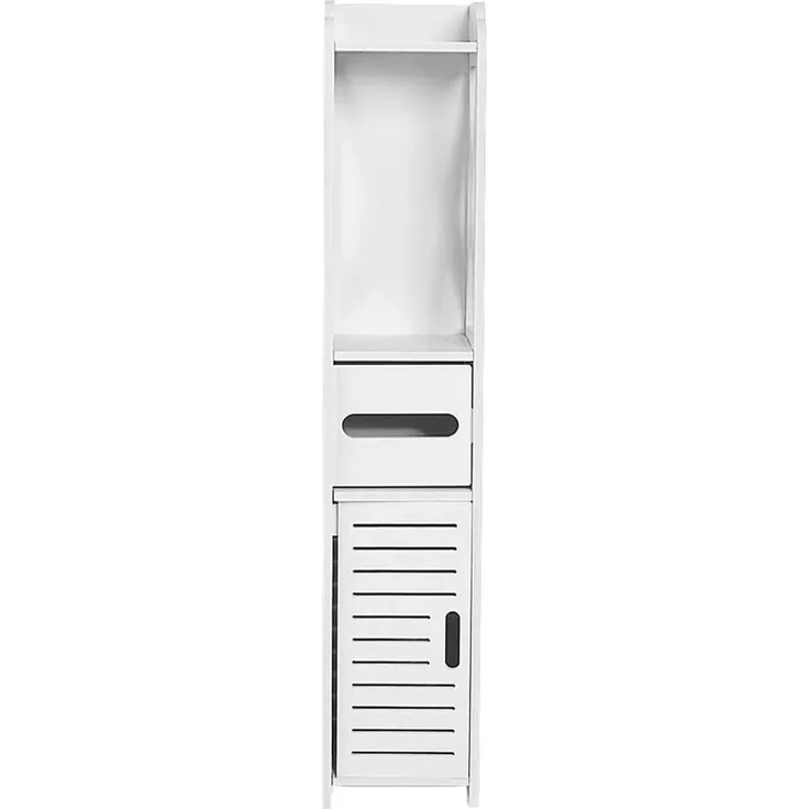 JEOBEST Badkommode Badezimmerschrank mit Toilettenpapierhalter, (1-St, Badregal), Schmal mit Tür, 20x15x80 cm