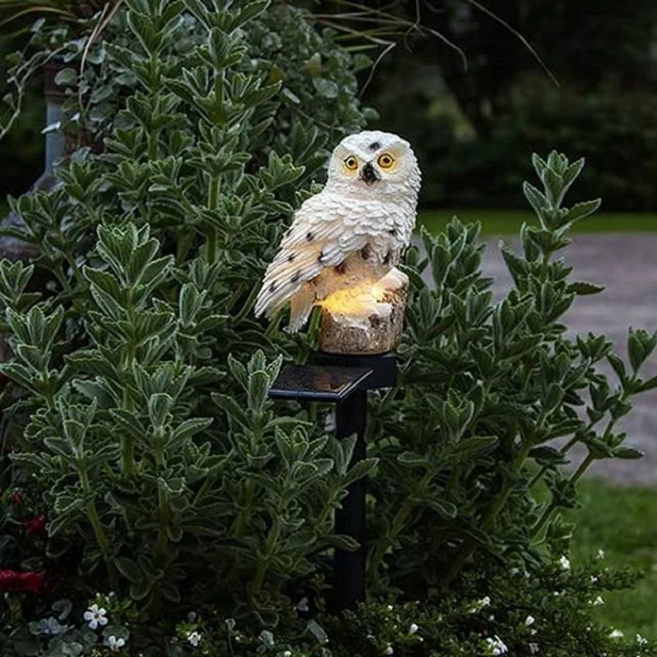 LED-Solarstab "Owl", Eule, beige – Bild 2