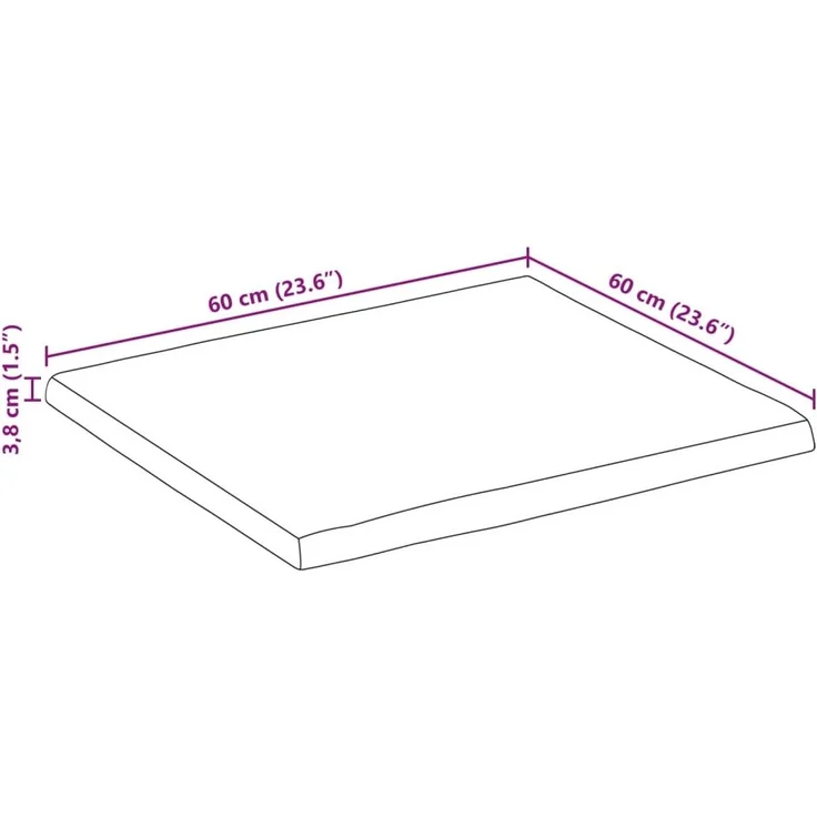 vidaXL Tischplatte 60x60x3,8cm Quadratisch Massivholz Akazie Baumkante 370642 – Bild 8