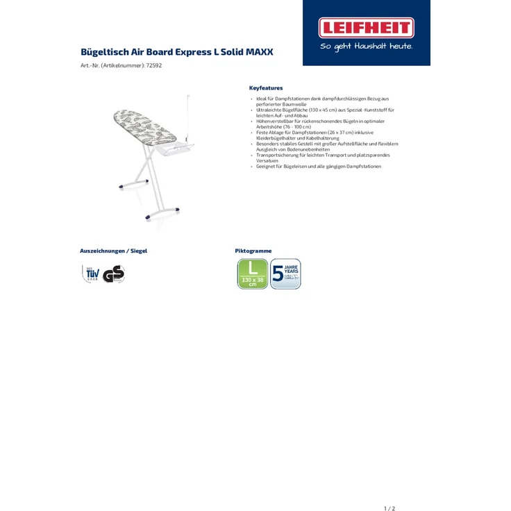 Bügeltisch AirBoard Express L Solid MAXX – Bild 6