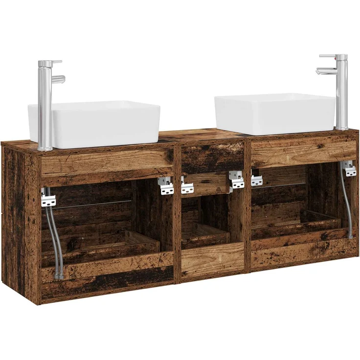 vidaXL Badezimmerschrank-Set 3 stk. Altholz 136 x 35 x 80 cm 3405865 – Bild 7