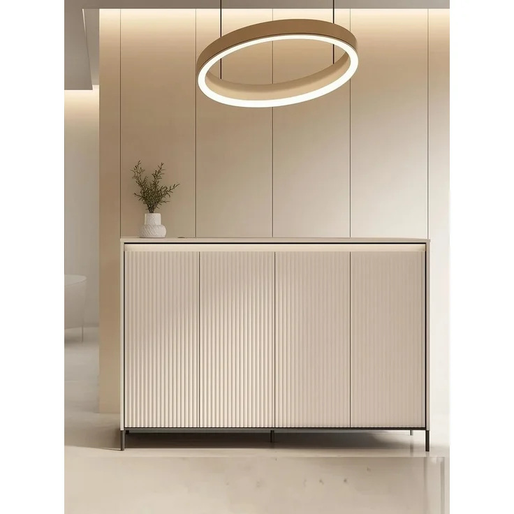 Compleo Kommode beige mit Lamellen FLORE, Elegant Schlafzimmer, Flur, geräumig – Bild 1