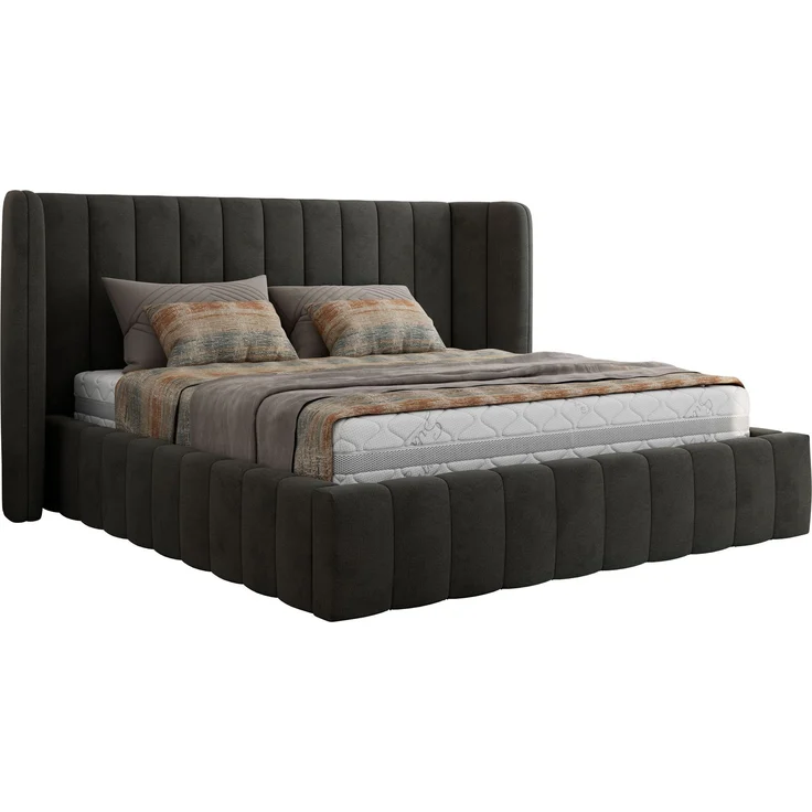 Polsterbett GOLETTA CLASSIC 200 x 200 cm mit gepolstertem Kopfteil, stabilem Bettrahmen, Lattenrost und Bettkasten mit Gasdruckfedern, Doppelbett, zeitloses Design - Dunkelgrau Velvet – Bild 5