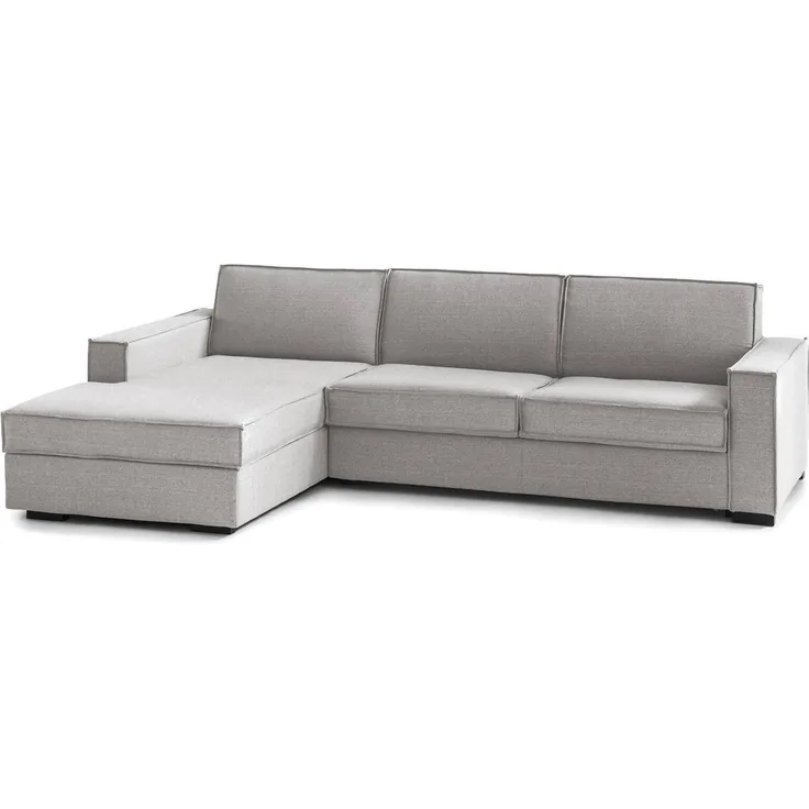 Dmora Sofa mit Halbinsel Sodalite, Ecksofa mit Sinistra-Stauraum-Halbinsel, schmale Armlehnen, 100 % Made in Italy, 260 x 95 x 90 cm, Grau