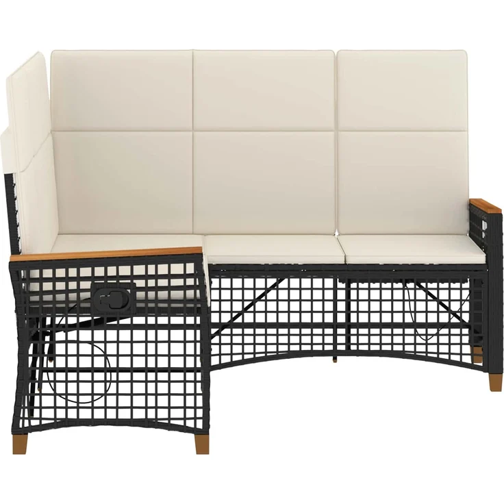 vidaXL Garten Liegesofa Set Schwarz und Cremeweiß 164 x 164 x 112 cm 42026823 – Bild 6