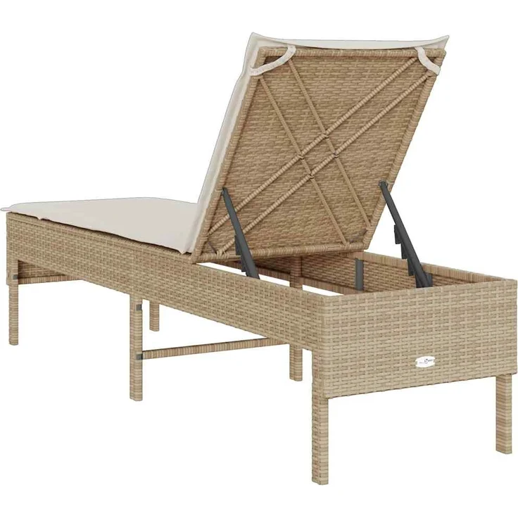 vidaXL Sonnenliege mit Auflage Beige 55x200x44 cm Poly Rattan 4104104 – Bild 6