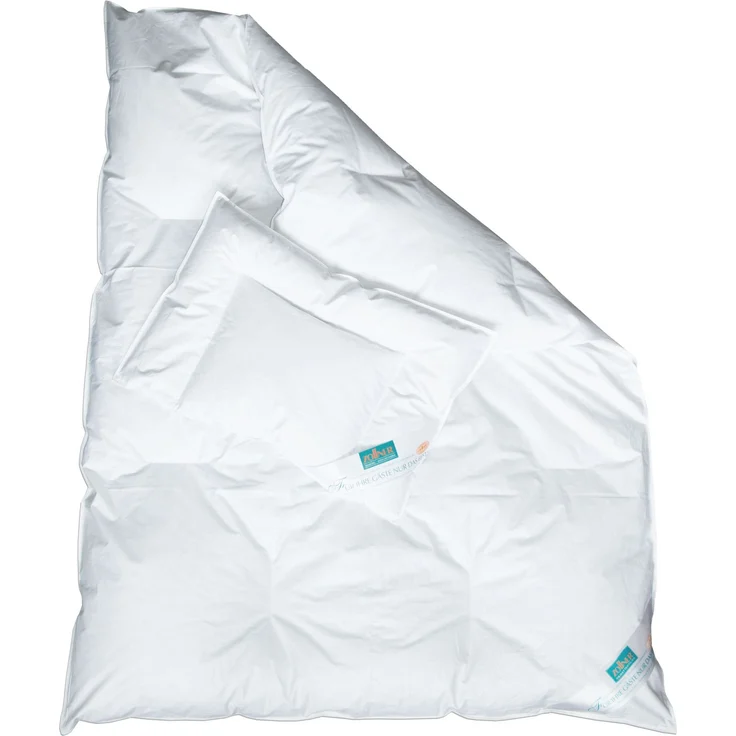 ZOLLNER Kinder & Kleinkinder Bettenset Bettdecke und Kopfkissen aus 90% Daunen und 10% Federn 40x60 cm & 100x135 cm – Bild 1