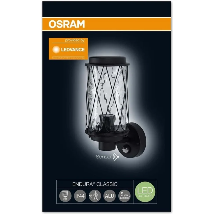 Osram LED Wand- und Deckenleuchte, Leuchte fuerAussenanwendungen, Sockel E27, Integrierter Tageslicht- und Bewegungssensor, Endura Classic Cage Up Sens – Bild 6