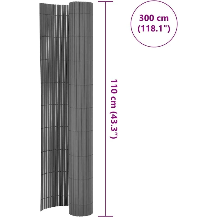 vidaXL Gartenzaun Doppelseitig 110x300 cm Grau 317155 – Bild 5