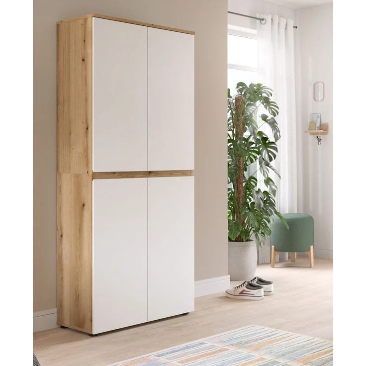 Mehrzweckschrank Assino in weiß und Eiche 70x175 cm – Bild 2
