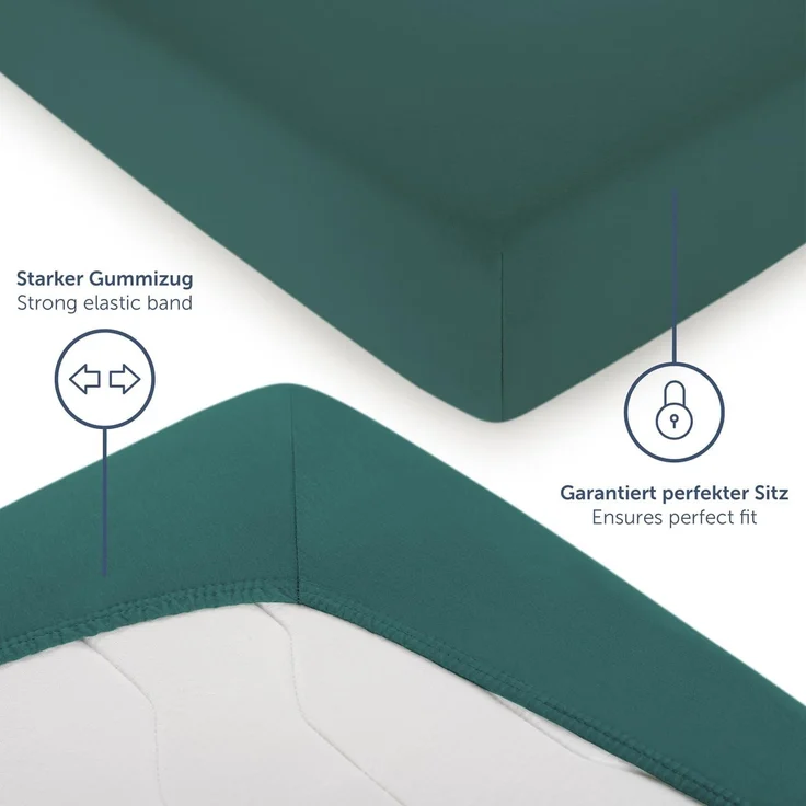 Blumtal® Baumwolle Spannbettlaken 200x200 cm Basics Jersey - Bettbezug 200x200 cm - Oeko-TEX zertifiziertes Spannbetttuch 200x200 cm - Matratzenbezug 200x200 cm - Bettbezug - Leintuch - Silver Pine – Bild 4