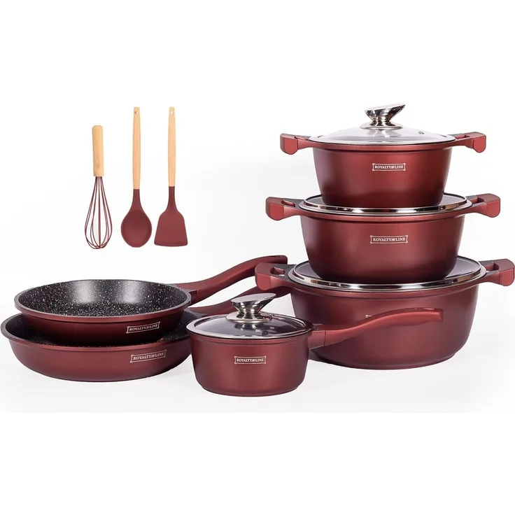 Royalty Line 10-Teiliger Topf mit Keramikbeschichtung Burgund