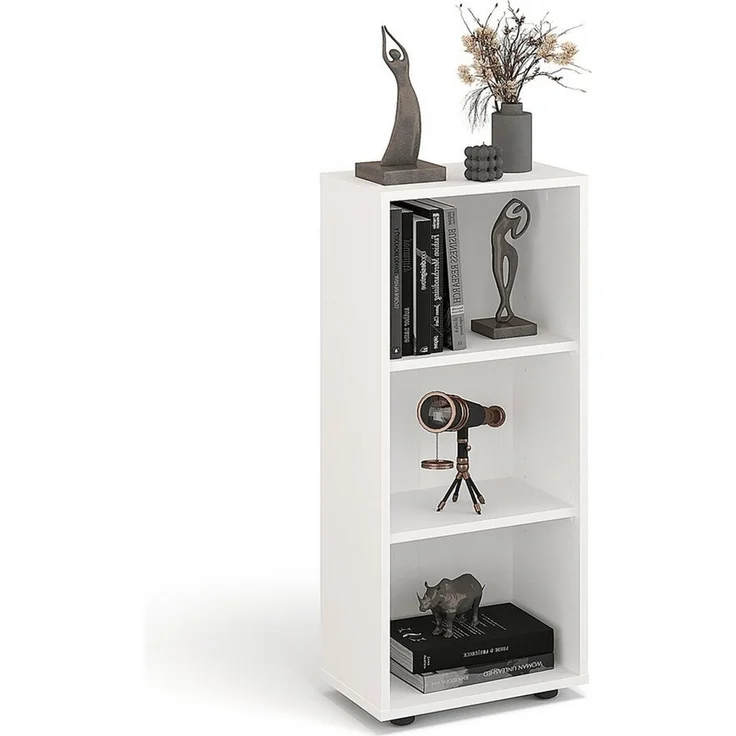 KOMTO Bücherregal Lumo 40 cm Weiß Regal mit 3, 4 or 6 Ebenen und Höhenverstellbare, Regale Standregal Aufbewahrungsregal Bookshelf – Bild 1