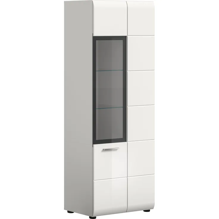 Vitrine (B/H/T: 60x160x34 cm) in weiß hochglanz tiefzieh