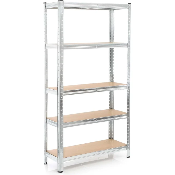 Wiltec Schwerlastregal 90 x 40 x 180 cm, Gesamtlast 875kg, Steckregal verzinkt aus Stahl, Lastenregal mit 5 Ablagen, Werkstattregal – Bild 1