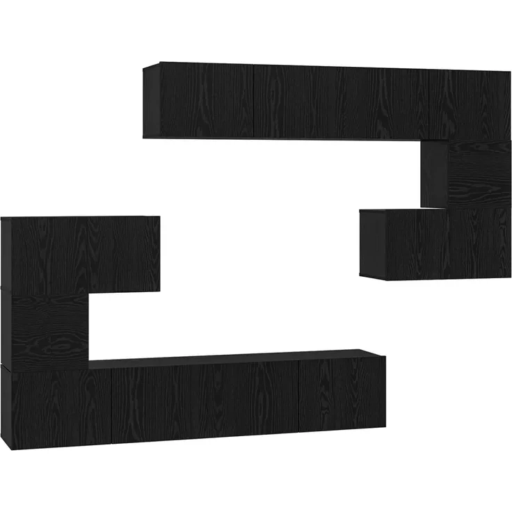 vidaXL TV-Schrankset 8 pcs Schwarz Eichen-Optik Holzwerkstoff 3393217
