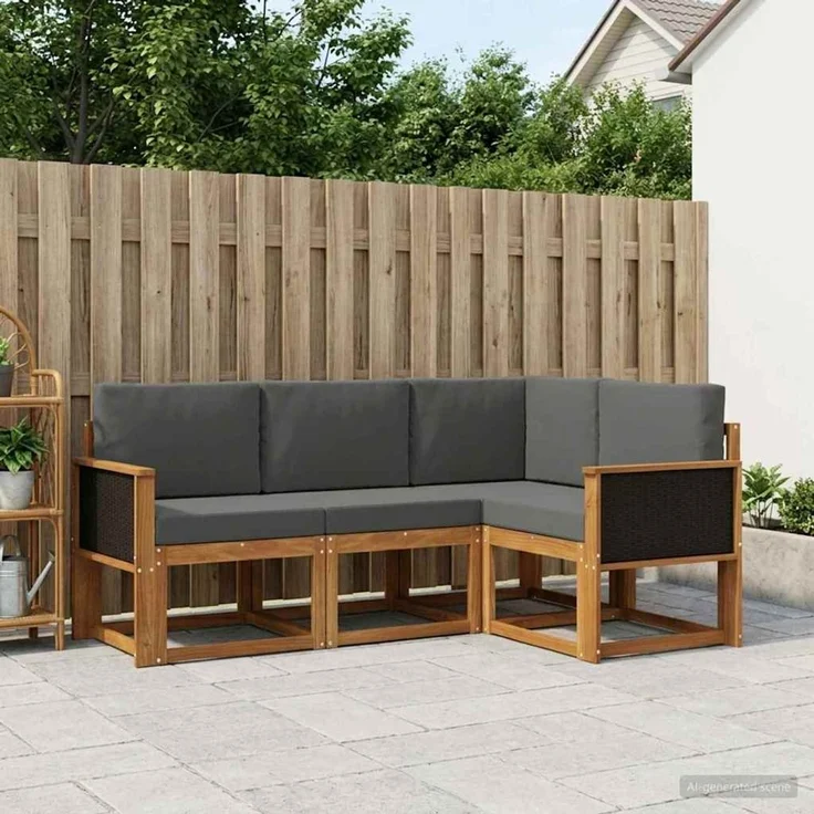 vidaXL Outdoor-Sofagarnitur 4 stk. 4-Sitzer Natur und Anthrazit 3385163 – Bild 1