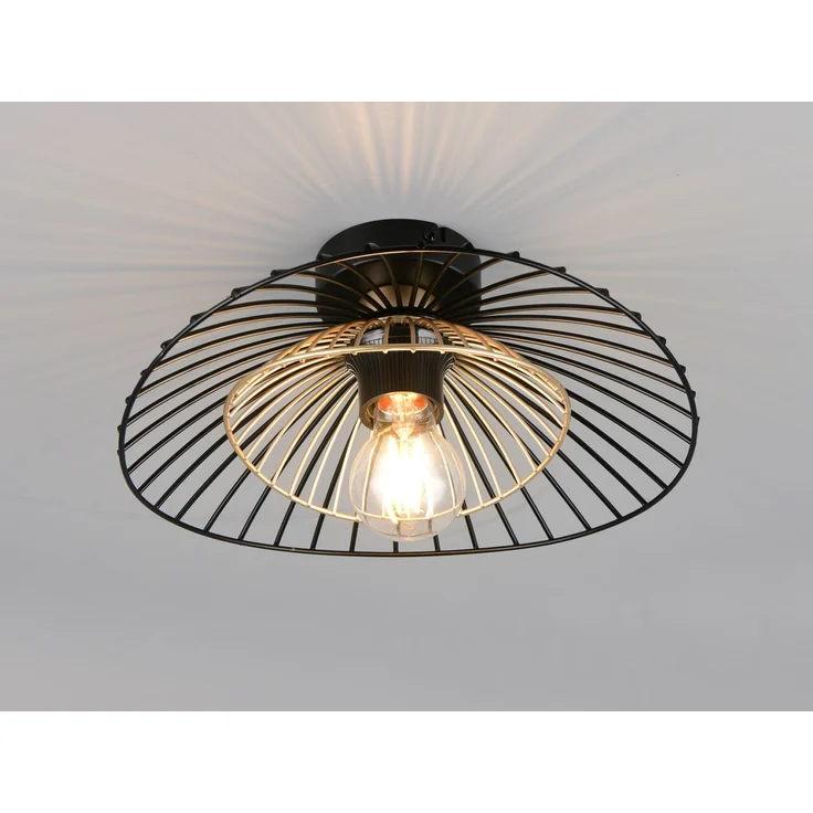 Deckenleuchte LAURIS mit Gitter Lampenschirm Schwarz Gold, Ø 30cm – Bild 3