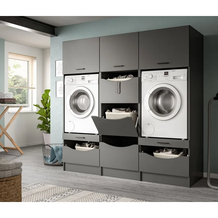 Waschmaschinenumbau Set Flexy in grau 192 x 196 cm – Bild 6