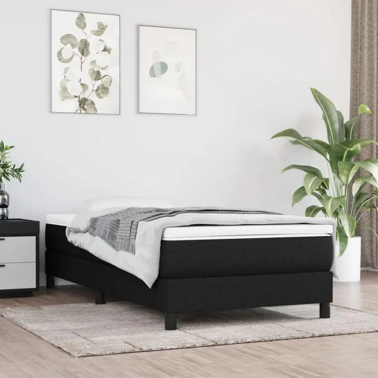 vidaXL Boxspringbettgestell Schwarz 90x200 cm Stoff 3120486