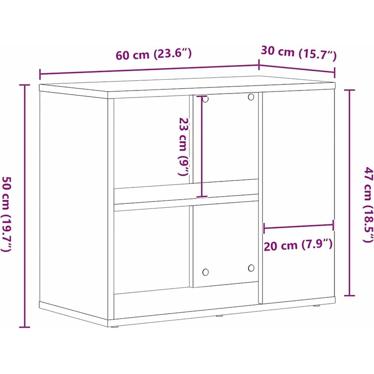 vidaXL Sideboard Schwarz Eichen-Optik 60 x 30 x 50 cm Holzwerkstoff 862606 – Bild 9