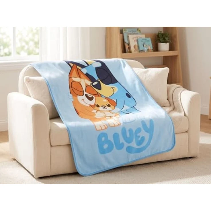 Wohndecke Bluey und Bingo Kinder Fleecedecke leichte Kuscheldecke 100x150, Bluey – Bild 6