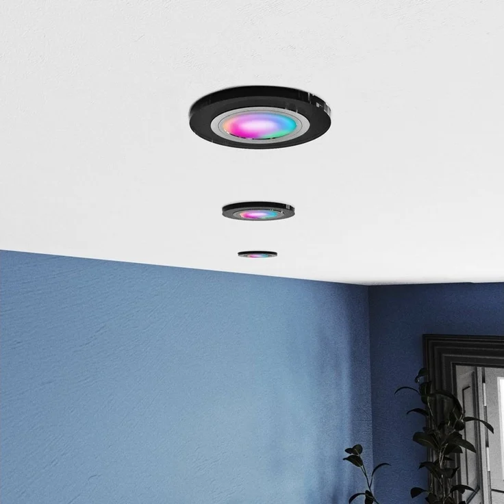 SSC-LUXon LED Einbaustrahler Einbauleuchte ALINA flach schwarz mit Smart WLAN RGB LED 4W Deckenspot, RGB & Weißtöne – Bild 3