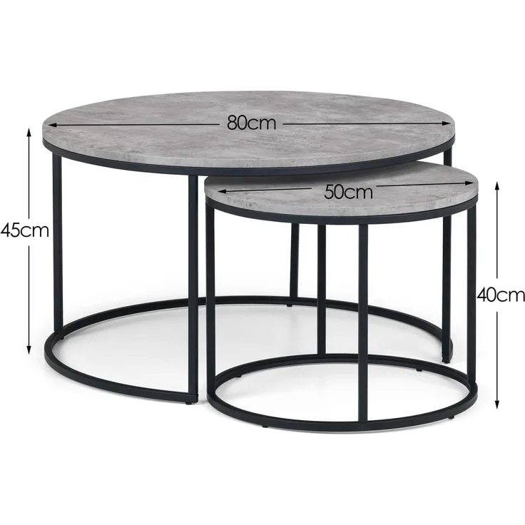 Julian Bowen Runder Couchtisch „Staten“, in Satzform, Betonoptik – Bild 2