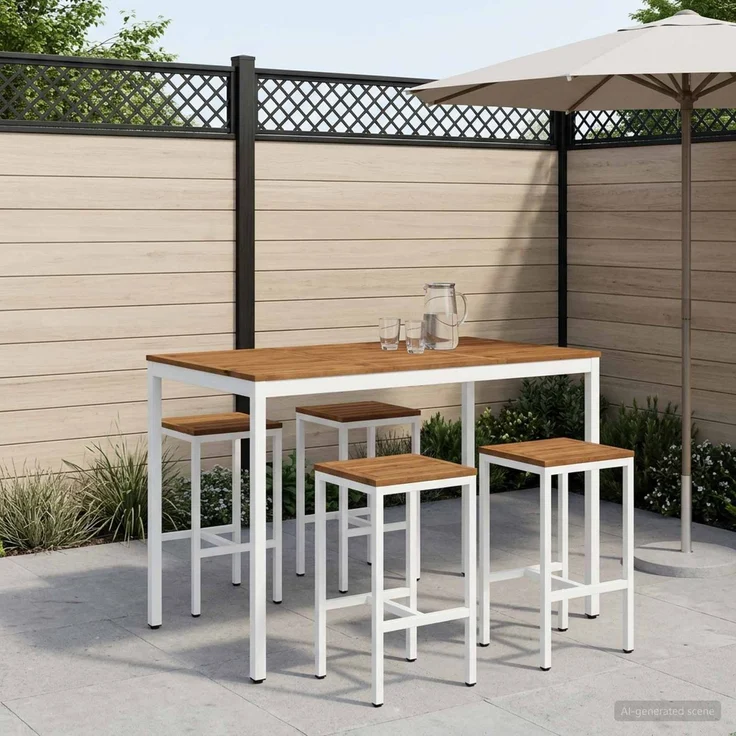 vidaXL Gartenbar-Tisch NAARDEN Natur und Weiß 147 x 88,5 x 105 cm 901350 – Bild 1
