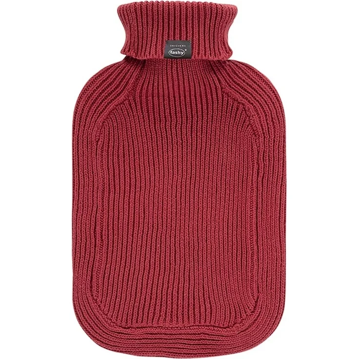 Fashy Wärmflasche mit Rollkragen-Strickbezug rostrot 2 L