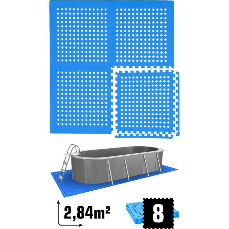 2,8m² Poolunterlage 8 Poolmatten 62x62cm in Blau