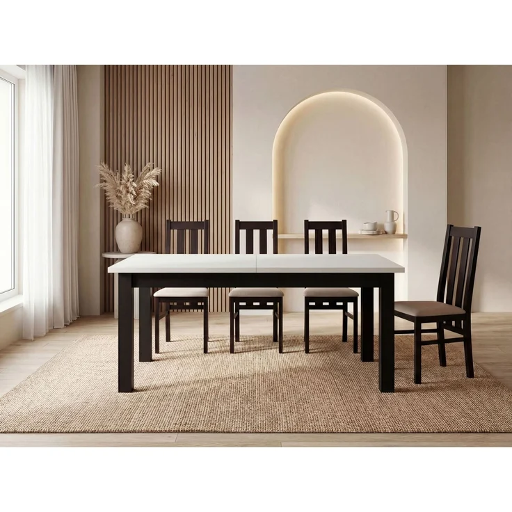 WFL GROUP Esstisch Lindberg ausziehbar verlängerbar rechteckig mit schwarzen Holzbeinen (MADE IN EU, XXL Groß– 120/140/150/160/200 cm ausziehbar auf 160/180/190/240/300 cm), platzsparender Tisch in Holzoptik für Küche, Esszimmer oder Wohnzimmer – Bild 5