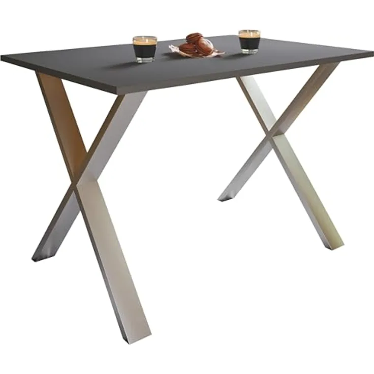 VCM Esstisch Xona 919686 Silber / Anthrazit H. 76 x B. 110 x T. 80 cm