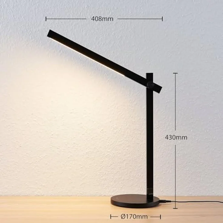 Lindby LED-Schreibtischlampe Loretta, 43 cm, schwarz, mit Touchfunktion, CCT und Memoryfunktion – Bild 5