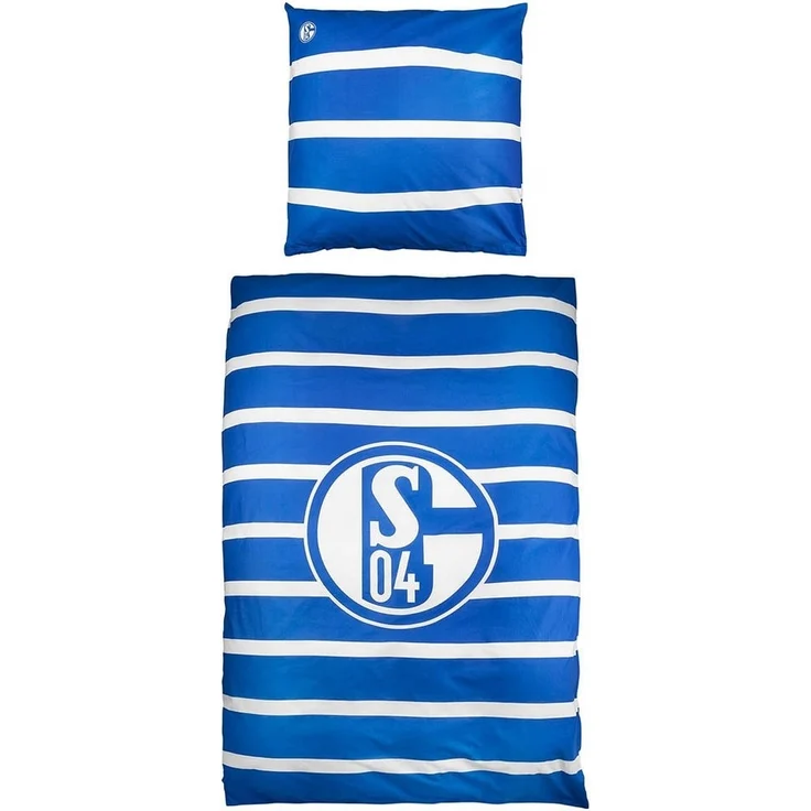 FC Schalke 04 Bettwäsche 200×135 cm Streifen 100 % Baumwolle, 100% Baumwolle, Inklusive Aufbewahrungsbeutel aus Baumwolle – Bild 1